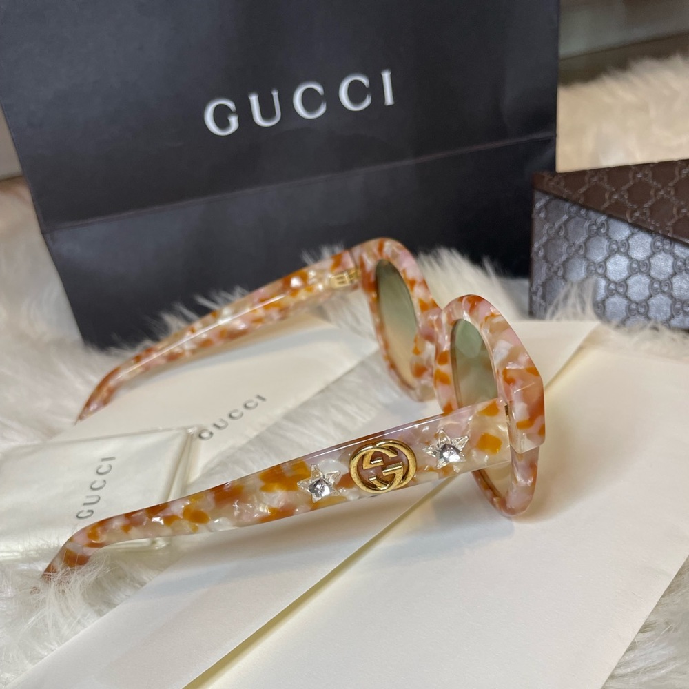 Gucci Urban Crystal Stars Sunglasses In Iridescent Orange/Brown